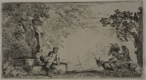 Satyr ruht unter einem Herm