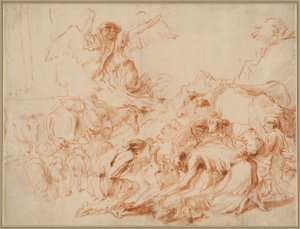 Der Engel verlässt die Familie von Tobit (?) von Giovanni Benedetto Castiglione