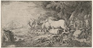 Die Tiere gehen zur Arche von Giovanni Benedetto Castiglione