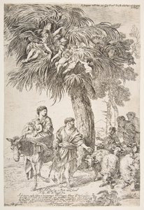 Die Heilige Familie auf der Flucht nach Ägypten, ca. 1647 von Giovanni Benedetto Castiglione