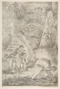Theseus findet die Waffen seines Vaters, 1645 veröffentlicht 1648 von Giovanni Benedetto Castiglione