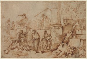 Tobit begräbt die Toten von Giovanni Benedetto Castiglione