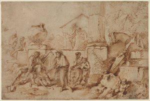 Tobit begräbt die Toten, 1640er Jahre von Giovanni Benedetto Castiglione