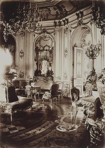 Der Stroganov-Palast in Sankt Petersburg. Ovales Wohnzimmer, 1860er Jahre