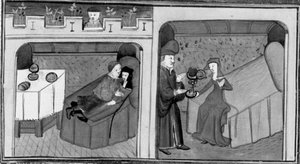 Dekameron, Ghismonda schläft mit Guiscardo; Tancredi gibt seiner Tochter das Herz des Geliebten. Vierter Tag, Novelle 1. von Giovanni Boccaccio