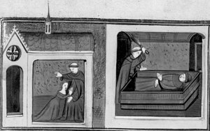 Dekameron, Die Frau von Ferondo beichtet beim Abt; der Abt bestraft Ferondo. Dritter Tag, Novelle 8. von Giovanni Boccaccio
