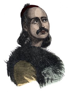 Markos Botsaris (Marco Botzaris) General und Held des griechischen Unabhängigkeitskrieges 1788-1823 - Gravur von Giovanni Boggi