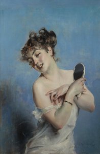 Junge Frau im Morgenmantel La toilette von Giovanni Boldini