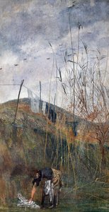 Bäuerin, die ihre Wäsche aufnimmt von Giovanni Boldini