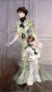 Porträt von Madame Hugo und ihrem Sohn, 1924