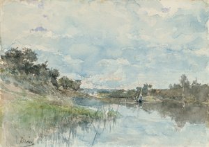 Flusslandschaft mit einem Fischerboot von Giovanni Boldini