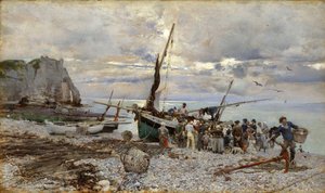 Die Rückkehr der Fischerboote, Etretat, 1879 von Giovanni Boldini