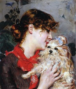 Die Schauspielerin Rejane und ihr Hund von Giovanni Boldini