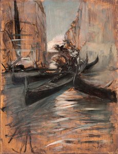 Ansicht eines Kanals in Venedig mit Gondeln von Giovanni Boldini