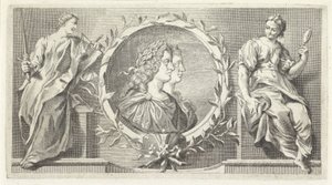 Kartusche mit bekränztem Mann und Frau von Giovanni Cattini (attributed to)