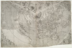 Weltkarte, Mundu [sic] spericum...cognosces diligentia joani mathei Contareni, von Contarini, Giovanni und Francesco Rosselli