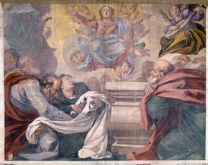 Italien, Lombardei, Pavia, Kartause von Pavia (Certosa), Geschichten von Jesus und Maria, Fresko-Detail von Giovanni Cristoforo Storer