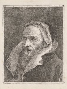 Bärtiger alter Mann mit Mütze, aus der Raccolta di Teste (Sammlung von Köpfen) von Giovanni Domenico Tiepolo