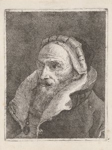 Bärtiger alter Mann mit Mütze, aus der Raccolta di Teste (Sammlung von Köpfen) von Giovanni Domenico Tiepolo