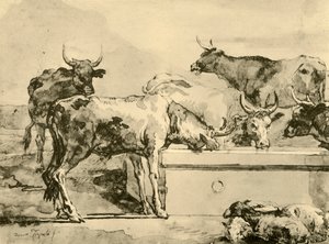 Kühe beim Tränken, Mitte bis Ende 18. Jahrhundert, 1928 von Giovanni Domenico Tiepolo