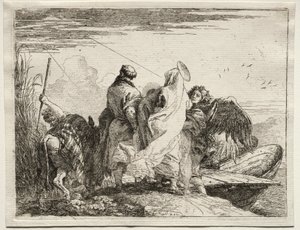 Flucht nach Ägypten: Die Heilige Familie verlässt das Ufer von Giovanni Domenico Tiepolo