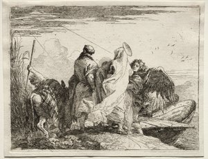 Flucht nach Ägypten: Die Heilige Familie verlässt das Ufer. von Giovanni Domenico Tiepolo