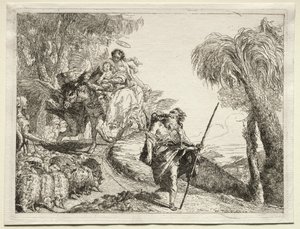 Flucht nach Ägypten: Die Heilige Familie und die Schafherde von Giovanni Domenico Tiepolo