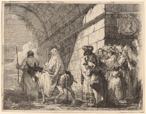 Heilige Familie verlässt die Stadt von Giovanni Domenico Tiepolo