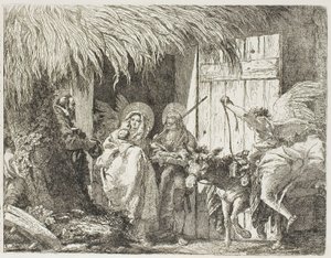 Joseph und Maria suchen Unterkunft, Platte fünf aus Die Flucht nach Ägypten von Giovanni Domenico Tiepolo