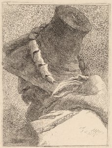 Profil eines alten Mannes mit Hut von Giovanni Domenico Tiepolo