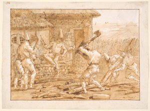 Punchinello hackt Holz von Giovanni Domenico Tiepolo
