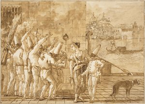 Punchinellos Abschied von Venedig von Giovanni Domenico Tiepolo