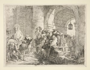 Die Ankunft der Heiligen Familie am Tor einer Stadt, aus der Serie Idee pittoresche sopra la fuga in Egitto (Flucht nach Ägypten)