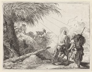 Die Flucht, Heilige Familie rechts, Joseph schaut nach links