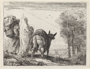 Die Flucht mit der Heiligen Familie links von Giovanni Domenico Tiepolo