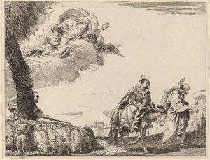 Die Flucht mit der Heiligen Familie rechts