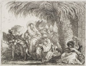 Die Heilige Familie unter einer Palme, Platte sechs aus Die Flucht nach Ägypten