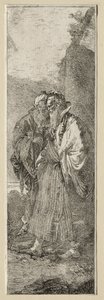 Zwei alte Männer in einer Landschaft von Giovanni Domenico Tiepolo