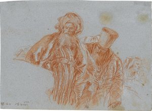 Zwei orientalische Kaufleute; verso: Linke Hand, die einen Kruzifixus hält von Giovanni Domenico Tiepolo
