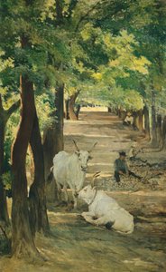 Allee mit Ochsen und Steinhauer