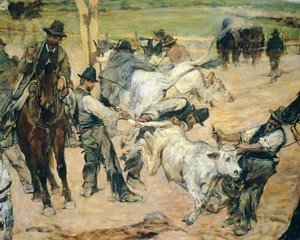 Brandmarkung junger Stiere in der Maremma (Detail) von Giovanni Fattori