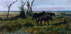 Weidende Pferde von Giovanni Fattori