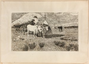 Ochsen und Wagen (Maremma) von Giovanni Fattori