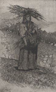 Bäuerin sammelt Holz, 1884-1908 von Giovanni Fattori