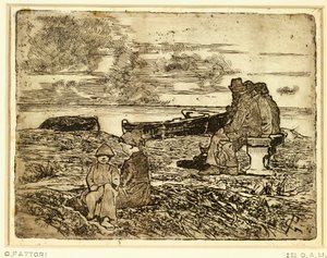 Ruhende Matrosen von Giovanni Fattori, Radierung von Giovanni Fattori