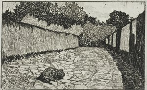Kleine Straße am Stadtrand von Florenz mit Welpen von Giovanni Fattori