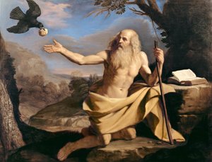 St. Paulus der Einsiedler wird von einem Raben gefüttert