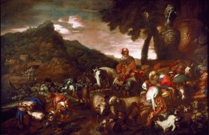 Die Reise Abrahams. Gemälde von Giovanni Benedetto Castiglione, genannt Il Grechetto (1610-1665) 1654, Galleria di Palazzo Rosso, Genua von Giovanni Francesco Castiglione