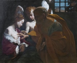 Der heilige Petrus heilt die heilige Agatha im Gefängnis