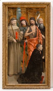 Heilige Franziskus von Assisi, Sebastian, Johannes der Täufer, Antonius Abt mit dem Stifter